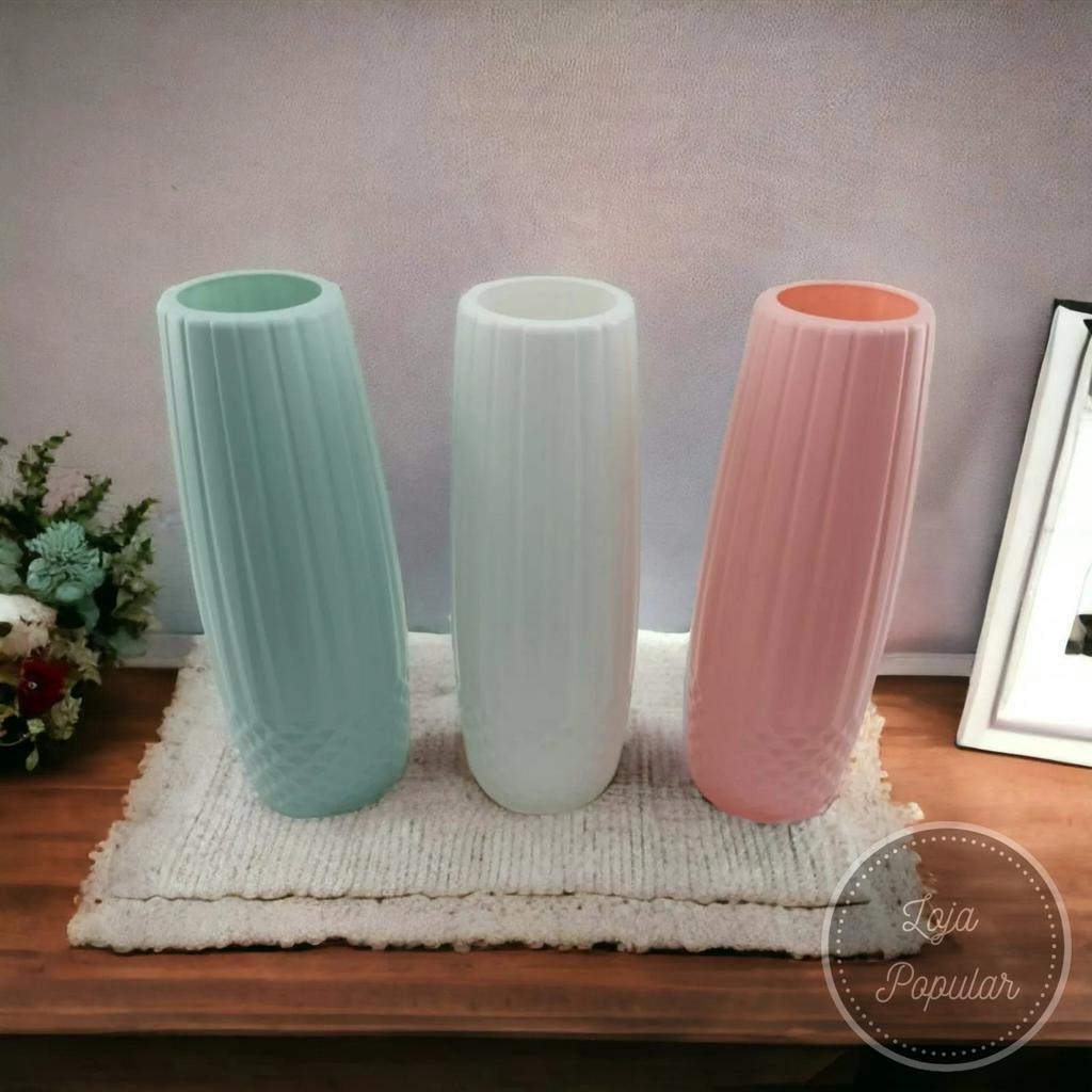 Vaso de Flores Plástico Imitação Cerâmica - 2 Modelos (VS9908/VS9909)