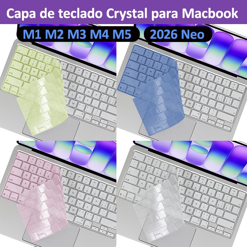 Capa de teclado Crystal para Macbook Neo A3404 2026 Air M5 M4 M3 M2 A3448 A3449 Pro 14 16 polegadas 2020 Air M1