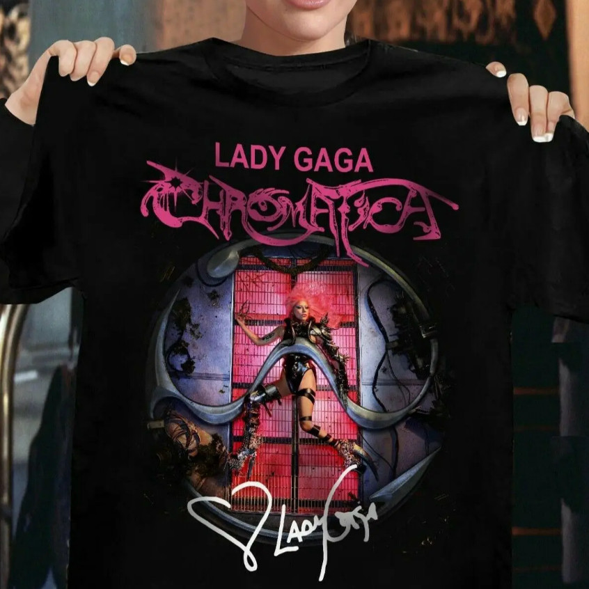 [Camiseta Premium em Algodão Puro]SISI Camiseta Unissex Algodão Lady Gaga Tour The Chromatica Ball