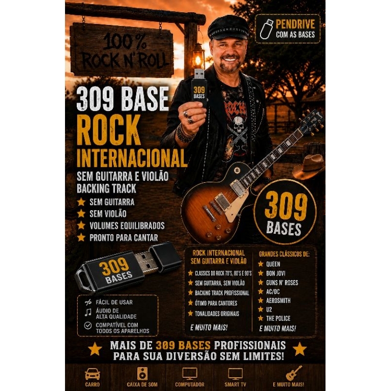 pendrive com backing track base para acompanhamento para cantor solo sem guitarra sem violão você é o show