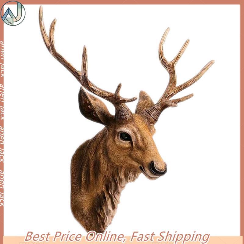 [arlen-Shop] 45cm Nordic Lucky Deer Head Wall Pendurado Escultura Luz Luxo Estátua De Animal Crânio Decoração De Casa
