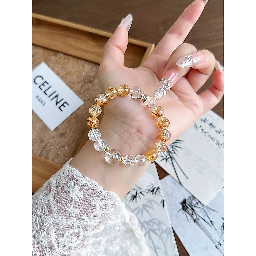 [Fortune Lucky Fortune 2.0] Pulseira de citrino Natural puro feminino High-End branco Asai luz luxo pulseira de cristal