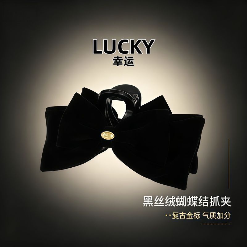 LUCKY Laço de cabelo de veludo temperamento feminino mostrando Volume de cabelo luz luxo Grab clip placa grampo de cabel