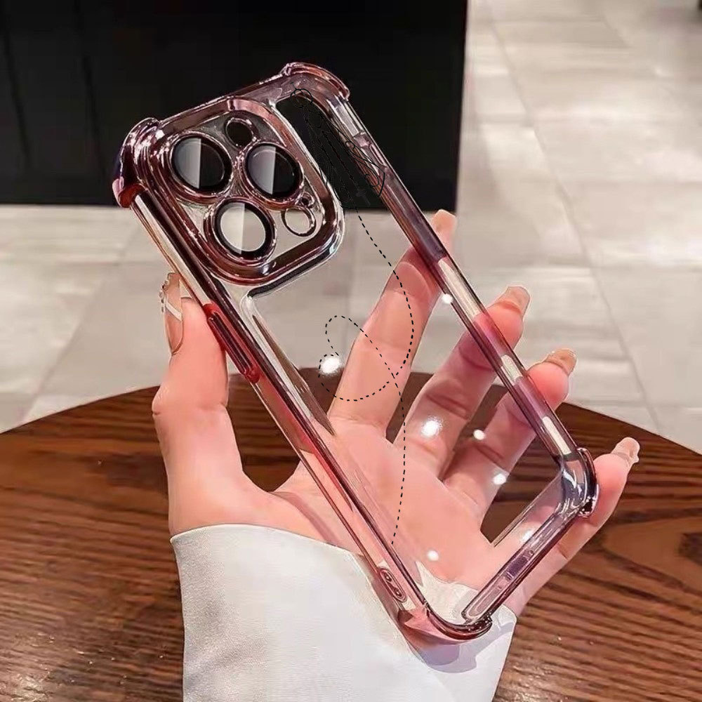 Capa Anti-Queda Transparente Para iPhone 16 15 14 Plus 13 12 11 17 Pro Max Air Lucky Vem de Luxo de Luxo Capinha