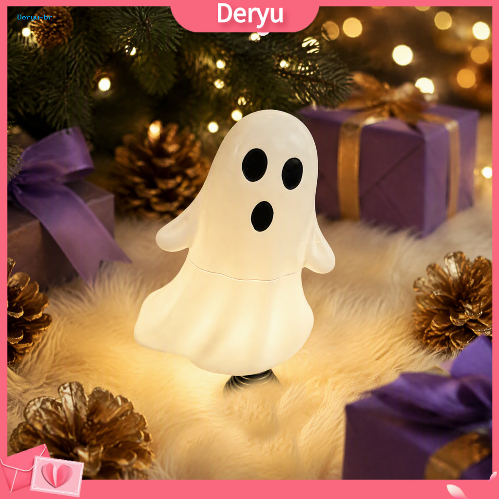 Desktop Nightlight Cute Usb-powered Mini Ghost Night Light with Spring Base Led Halloween Tree Topper for Party Office D