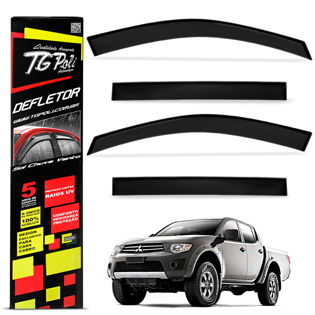 Calha de Chuva L200 Triton 2008 a 2018 Defletor Fumê Tgpoli