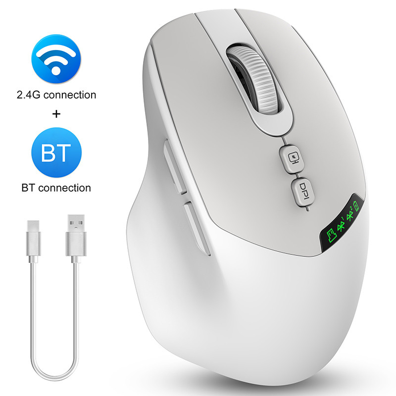 Mouse Para Jogos Sem Fio APAYADO T02 De Modo Duplo 2.4G E BT Com Display Digital Na Tela