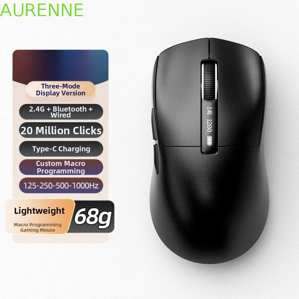 Mouse Sem Fio AURENNE , Para Jogos Com Display Digital Recarregável , 6 Botões Programáveis