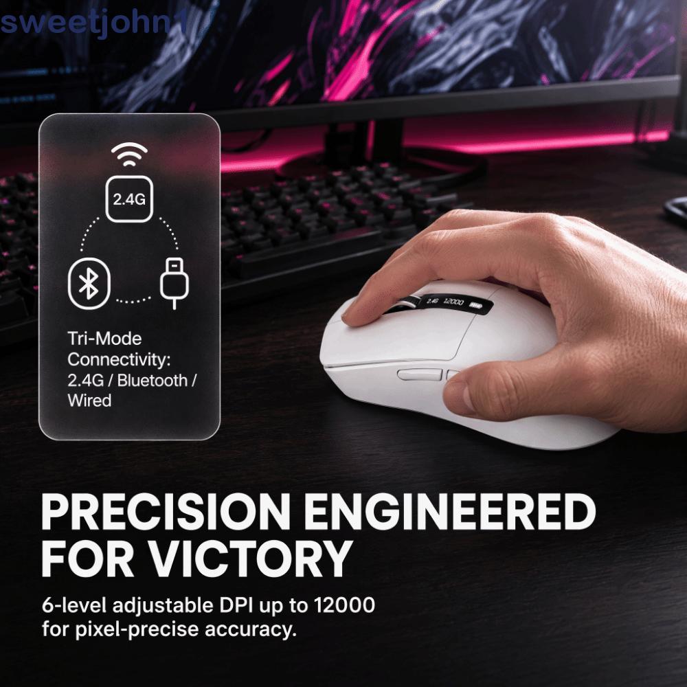 SWEETJOHN1 Mouse Sem Fio , Para Jogos Com Display Digital Recarregável Ergonômico 2.4G Bluetooth