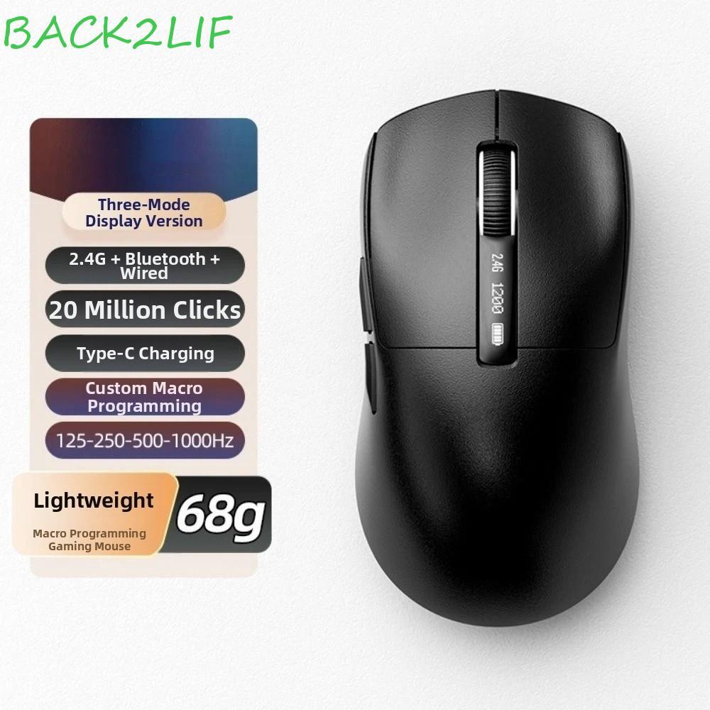 Mouse Sem Fio BACK2LIF , Ergonômico Para Jogos Com Display Digital Bluetooth De 12000 DPI 2.4G