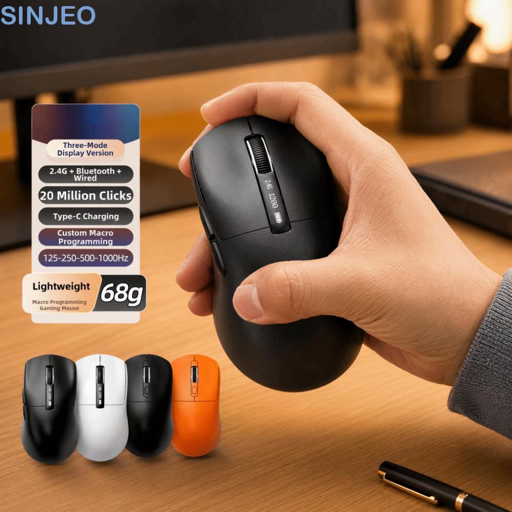 Mouse Sem Fio SINJEO , Para Jogos Com Display Digital Recarregável Bluetooth 2.4G De Energia