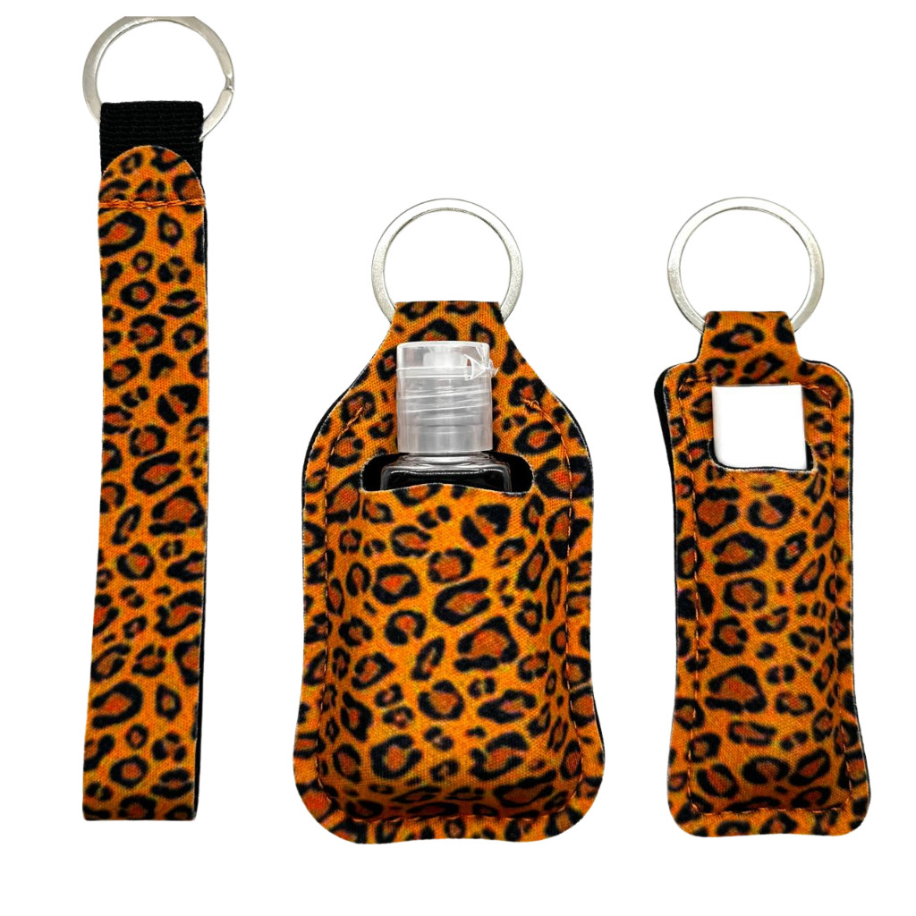 Chaveiro 3 em 1 Neoprene Porta Álcool Gel Porta Gloss Chave Bolsa Mochila Estampas Diversas
