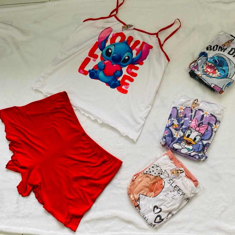 Pijama Babydoll Feminino Plus Size Estampa Diversas