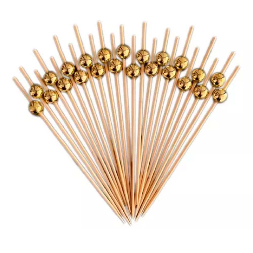 Palito Decorativo Esfera Gold Para Drinks Pacote Com 50pcs