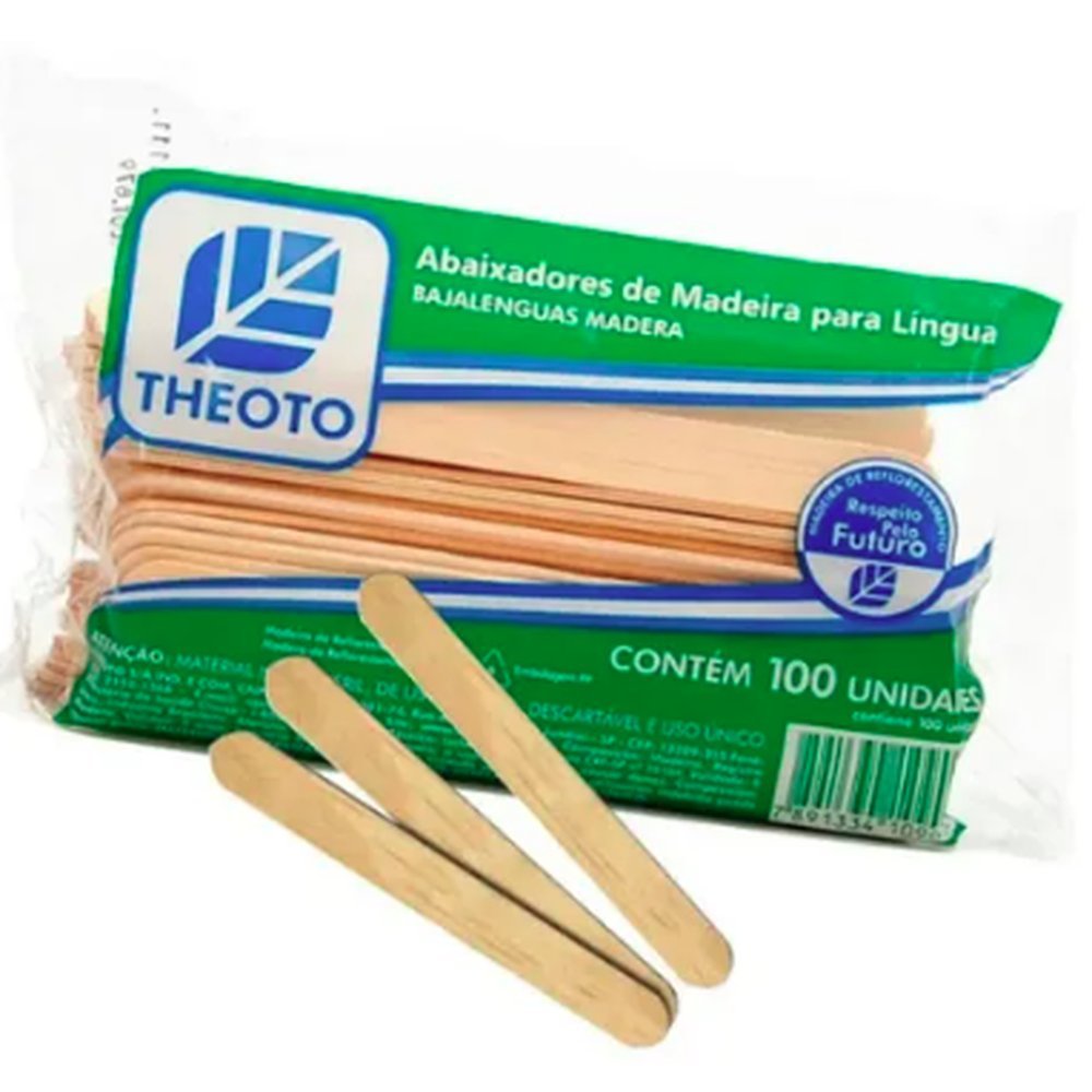 Palito Para Depilação / Abaixador De Língua Pacote C/ 100un. Theoto Unico