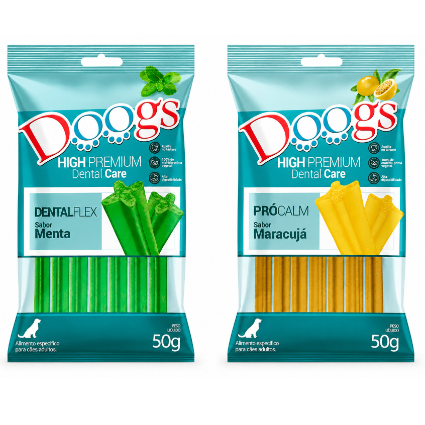 Palito Petisco Dental Flex Sabor Maracujá ou Menta Pacote 50g para Cães Dentalflex