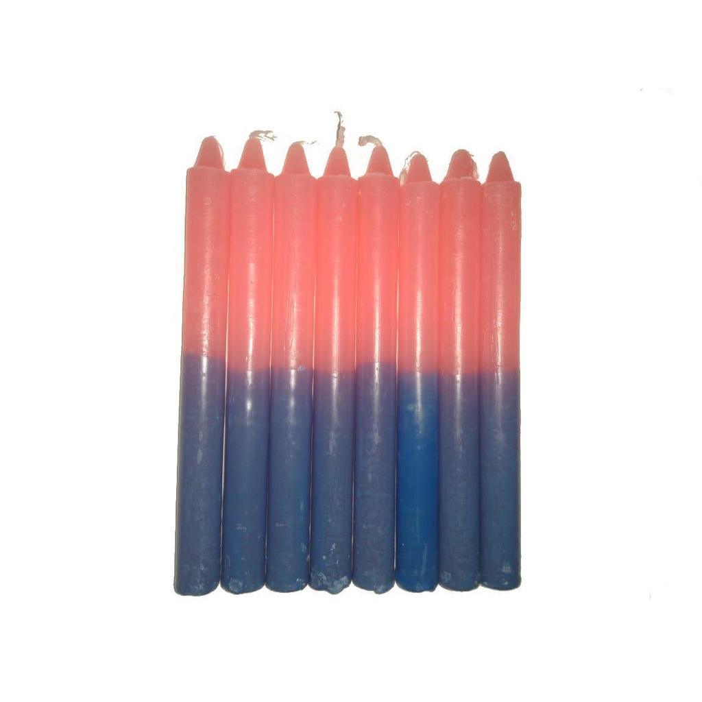 Kit Vela Palito Bicolor Rosa E Azul Pacote 1Kg 38 Unidades
