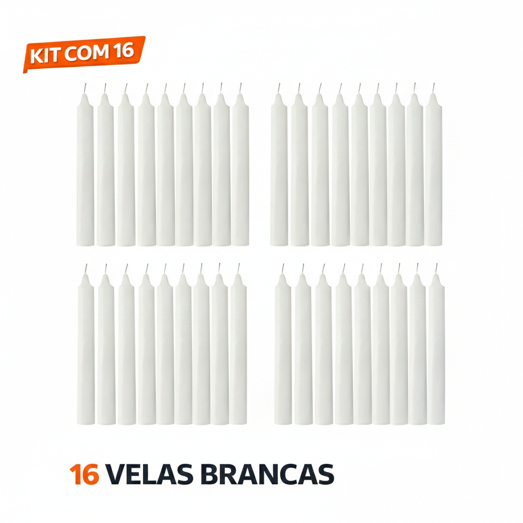 16 Velas Palito Branca Numero 2 | 5 | 7 Kit Com 2 Pacote Com 8 Uni (10cm ,14cm, 15cm)100% Parafina