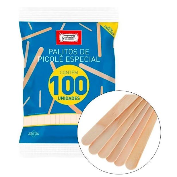 Palito de picole sorvete ponta redonda palitos artesanato escolar madeira pacote com 100