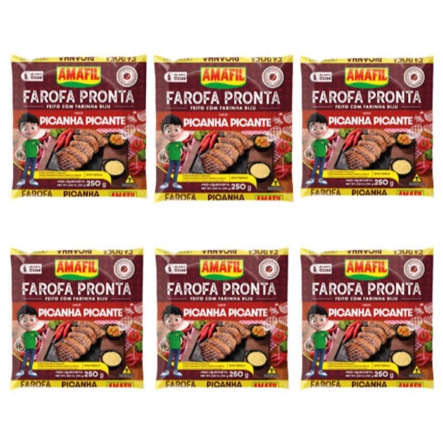 Farofa Pronta Temperada Sabor de Picanha Picante Amafil 250g – 6 Unidades