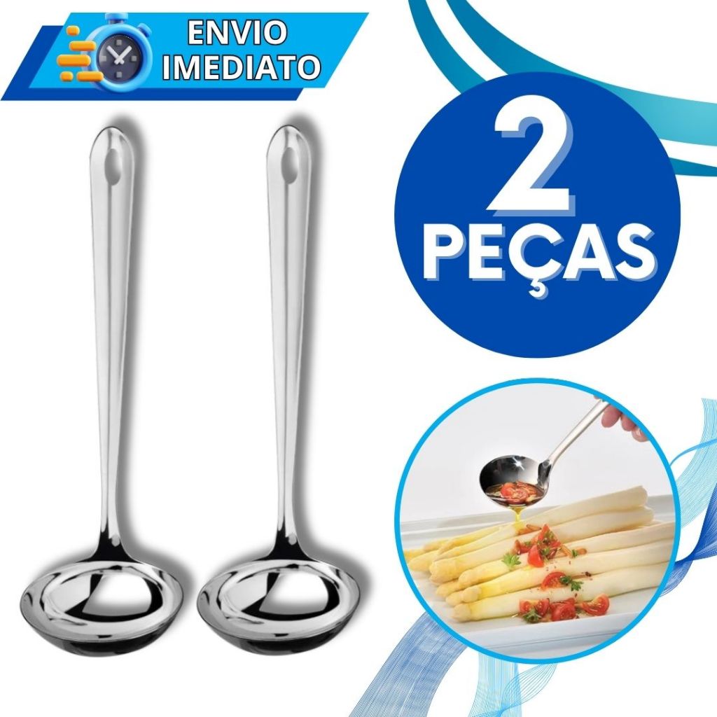 KIT Jogo 2 Mini Concha Pequena Aço Inox Para Servir Molho Caldos Caldinho Calda Farofa Vinagrete Utensílios Metal