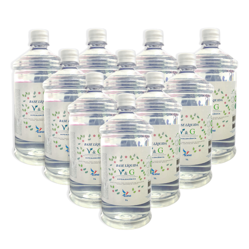 Kit 10 Bases Sabonete Líquido e Shampoo Neutro V&G Transparente 1.1 1Litro