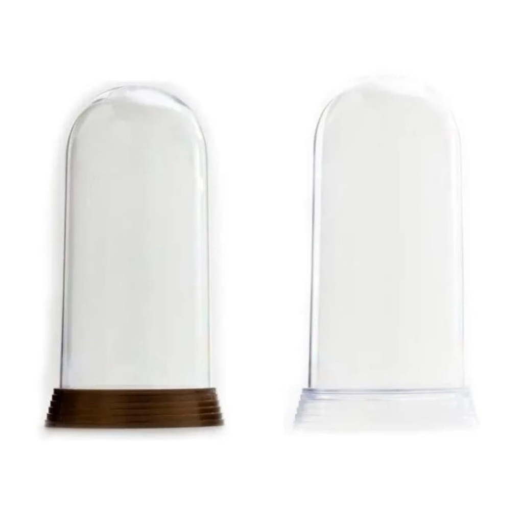 1 Cúpula Redoma Cápsula Acrílico Grande 20 cm Base cor Ouro Velho 