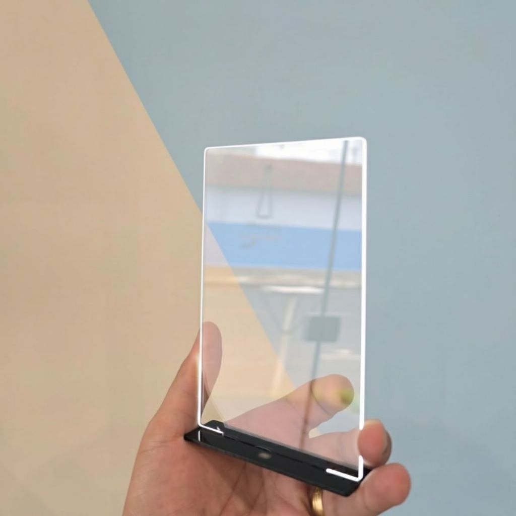 Kit 50 Troféu Acrílico 10x15 2mm Base Preta e Transparente para Personalização