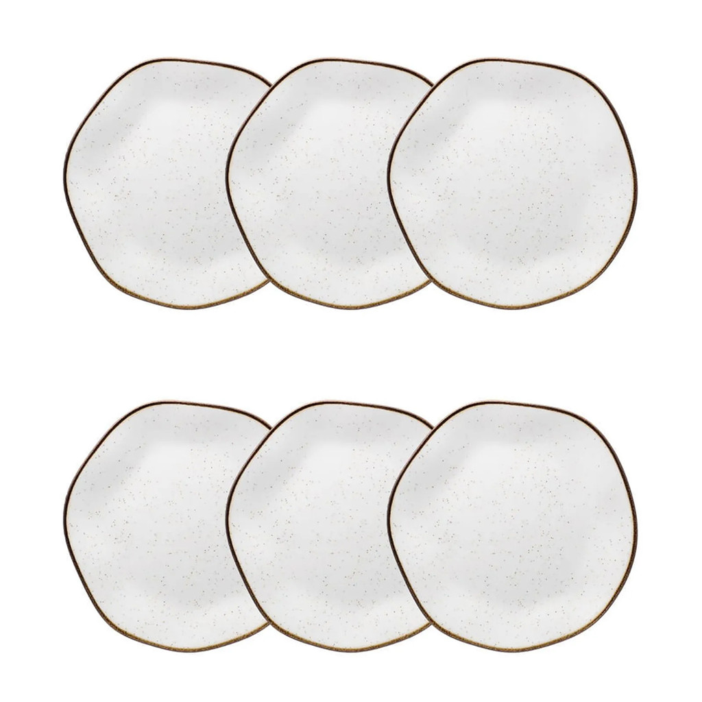 Jogo 6 Pratos Sobremesa Porcelana Ryo Maresia 21,5cm Oxford
