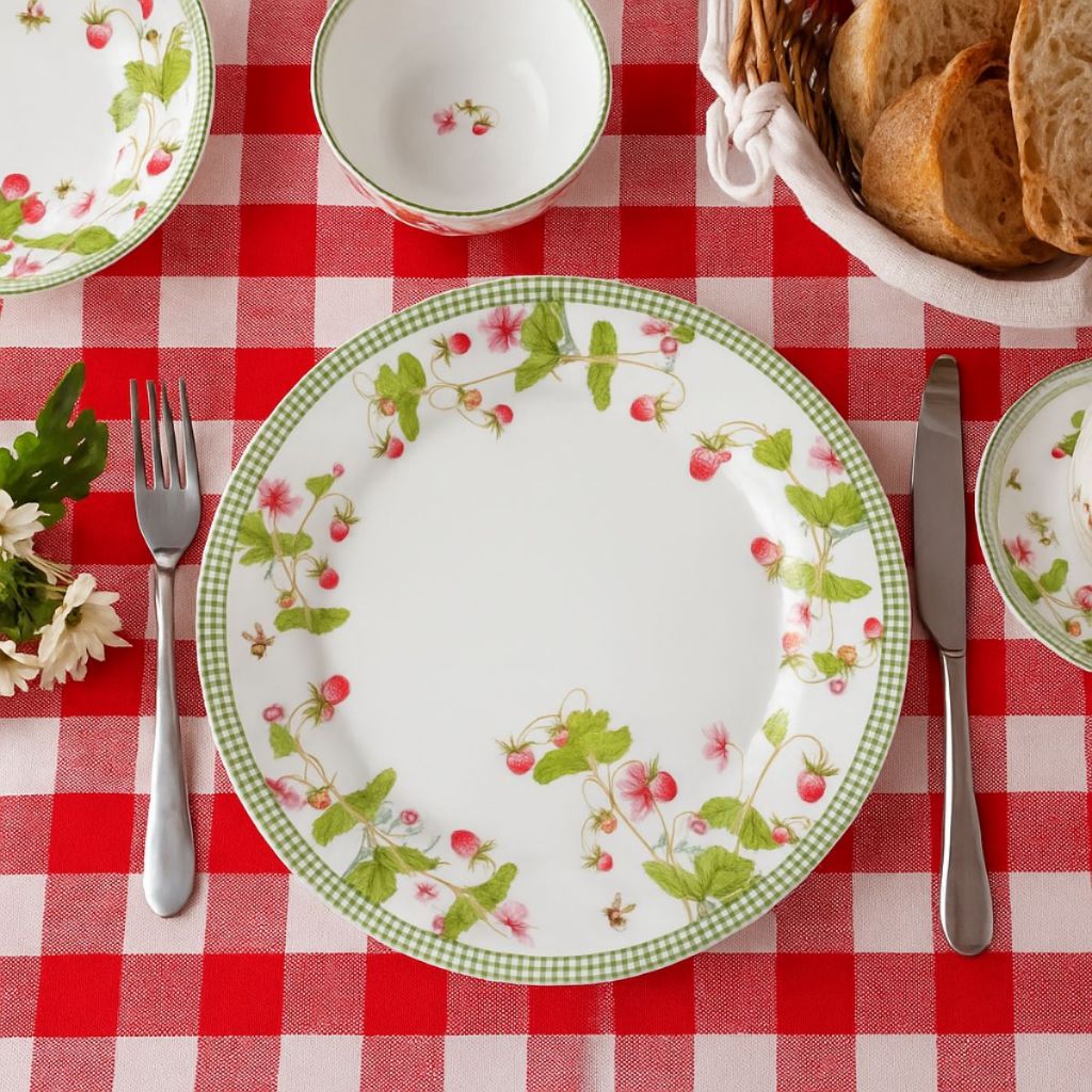 Jogo 4 Pratos Jantar Raso Alleanza Coleção Picnic Servir Mesa Posta