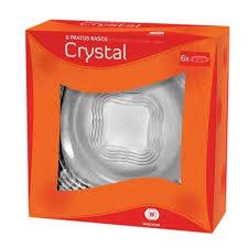 Conjunto de Pratos de Vidro Kit Raso/Fundo Barroco Jogo 6 Peças Cristal - Wheaton