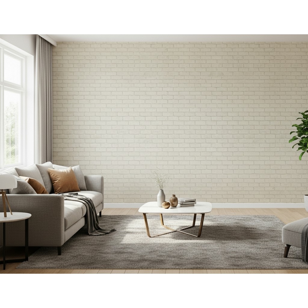 Papel de Parede Importado - Creme com detalhes - Rolo 10m x 53cm Vinílico Alto Relevo Preço Atacado
