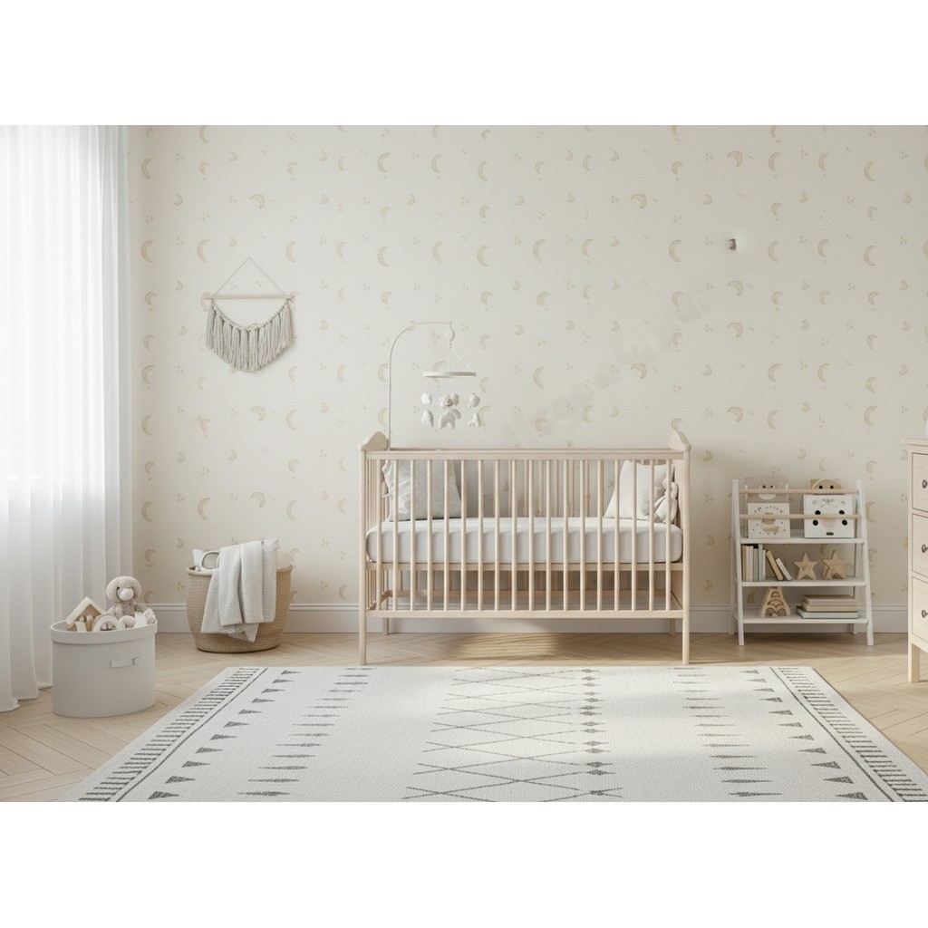 Papel de Parede Importado - Creme - Infantil Lindo desenho Alto Relevo - Rolo 10m x 53cm Vinílico Preço Atacado