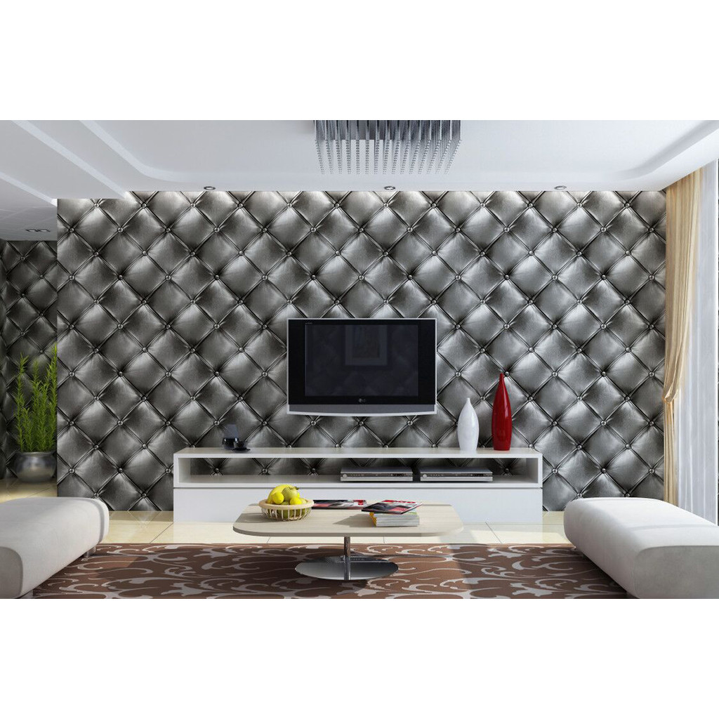 Papel de Parede 3D Vinílico - Lindo desenho Preço Atacado - Rolo 10m x 53cm - Preto Importado Alto Relevo