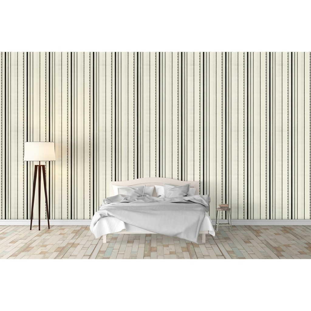 Papel de Parede Preço Atacado - Rolo 10m x 53cm - Palha Listras Cinza e Preto Vinílico Importado Alto Relevo