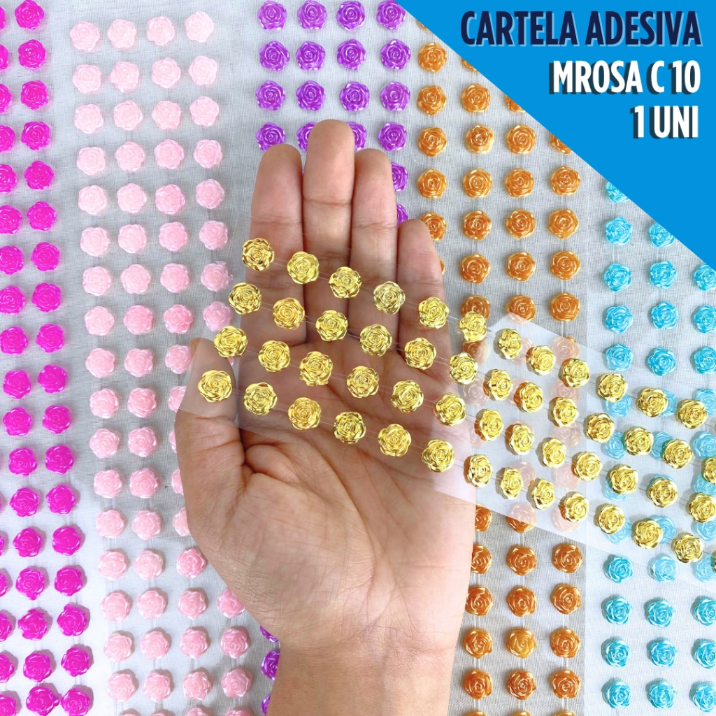 Cartela de Adesivos Rosinha 3D em Alto Relevo Decorativo para Artesanato, Scrapbook e Papelaria - AV
