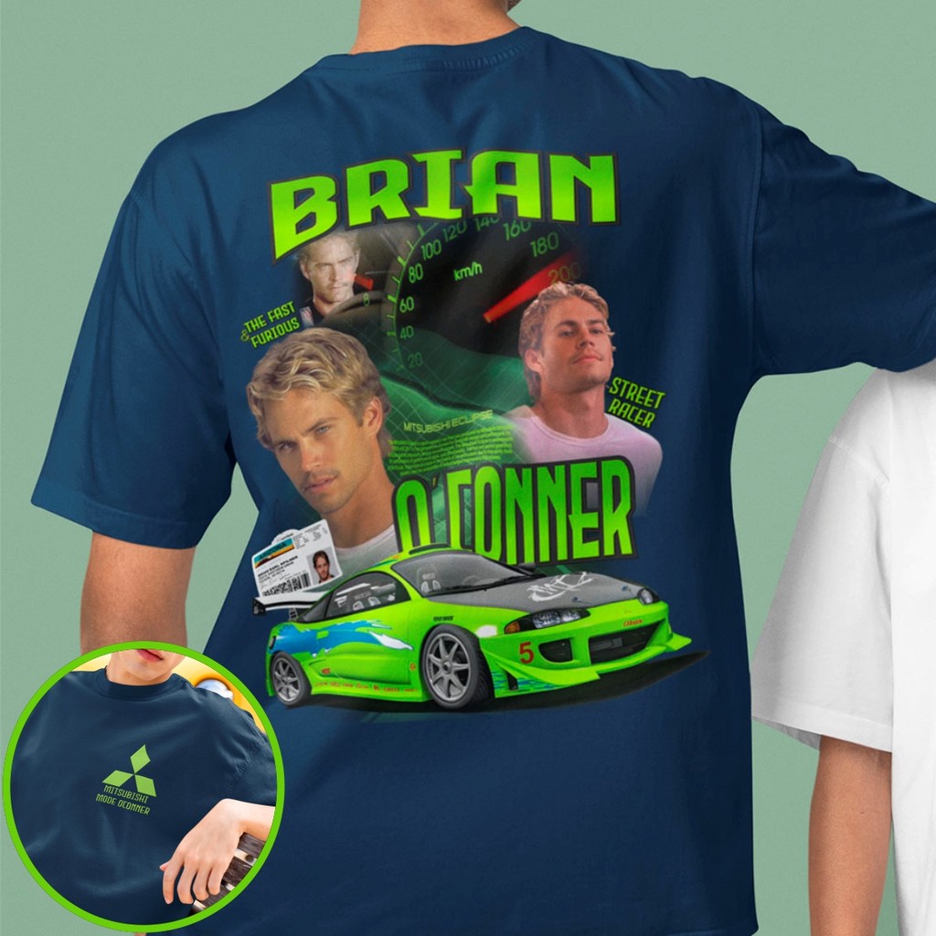 Camiseta Brian O'Conner Mitsubishi Eclipse Filme Velozes E Furiosos Camisa Carro turbo Esportivo