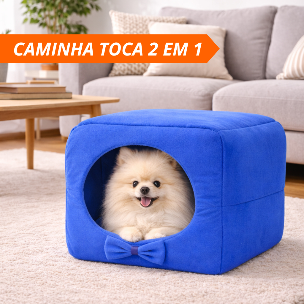 Cama Toca 3 em 1 Pet Veludo Gato Cachorro Fundo Impermeável Pequeno Médio Porte Premium Com Almofada