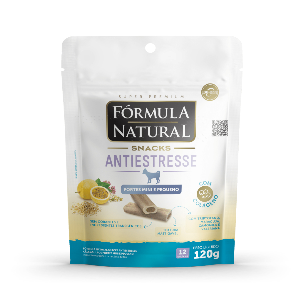 Snacks Fórmula Natural Petisco Cães Antiestresse 120g Super Premium Calmante Cachorro Mini Pequeno Pet Adulto