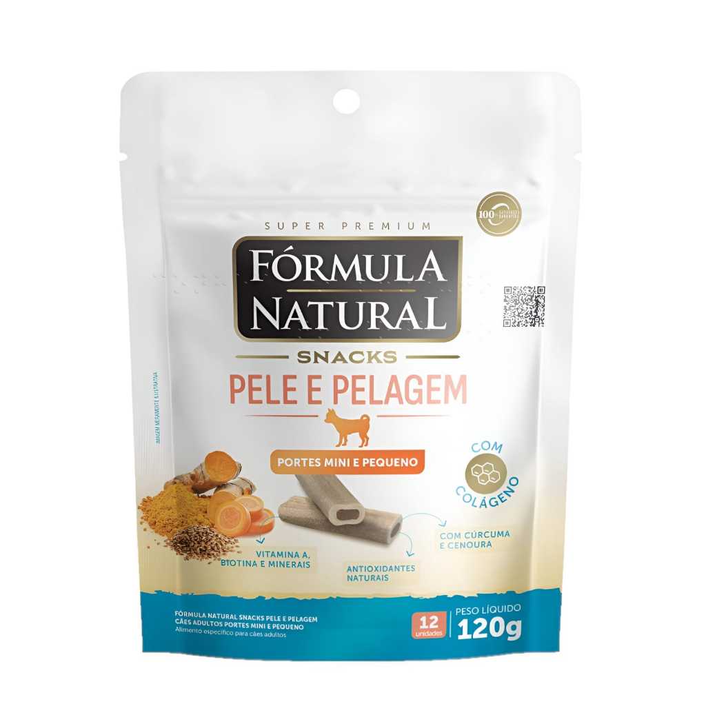 Snacks Fórmula Natural Petisco Cães Pele Pelagem 120g Super Premium Cachorro Porte Mini Pequeno Pet Adulto