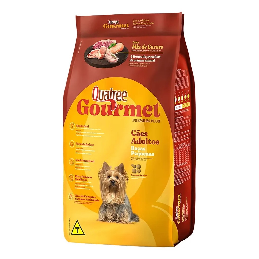Racao Quatree Gourmet 10kg Caes Adultos Racas Pequenas Premium Mix Carne