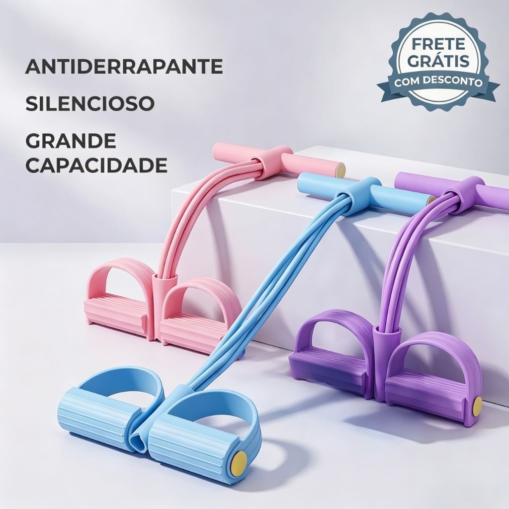 Exercitador de Pé com Elástico, Treinador Abdominal e Pernas para Fitness