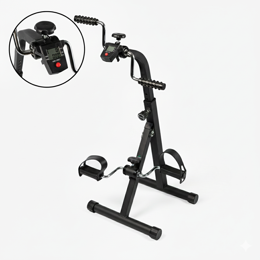 Mini Bicicleta Ergométrica Portátil Exercitador Braços e Pernas com Display e Intensidade Ajustável
