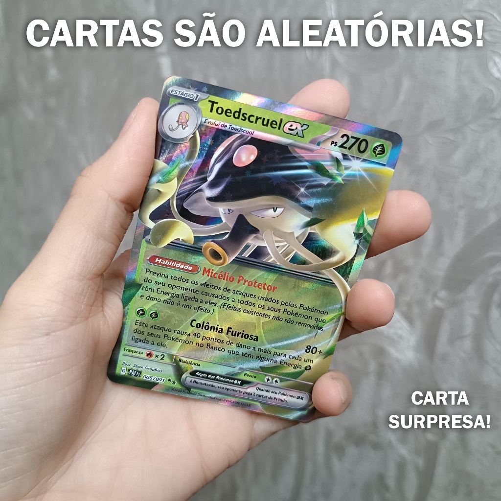 Aumente sua coleção Pokémon! 20 cartas Pokémon sem repetir + 1 Ultra Rara EX - Escolha o tipo que preferir