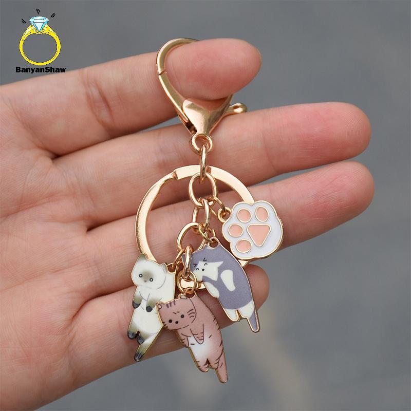 [BANY] Chaveiro De Gato Com Estampa De Pata Kawaii Animal Pegada Pingente Joias DIY Para Melhores Amigos Presentes Bons
