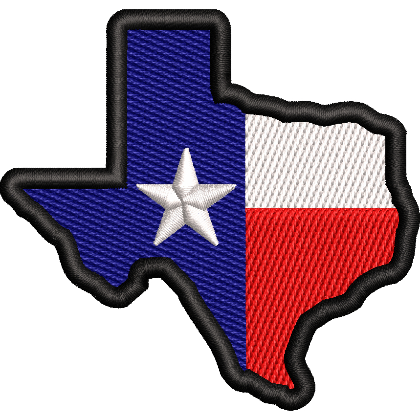 Patch Bordado Estado Texas Bandeira Texas 7cm Termocolante Liso ou Velcro