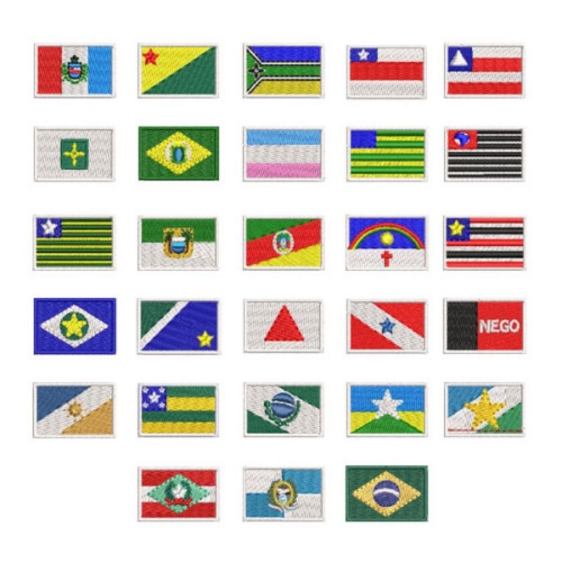 kit Patch Bordado Mini Bandeiras do Brasil e Estados com termocolante adesivo desconto progressivo
