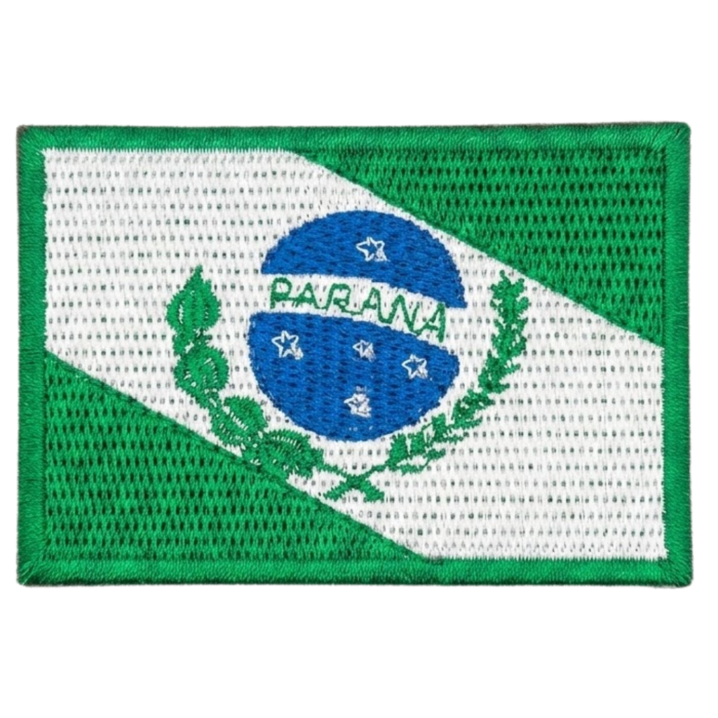 Patch Bordado Bandeira do Paraná com Velcro Colorido Estado Brasileiro
