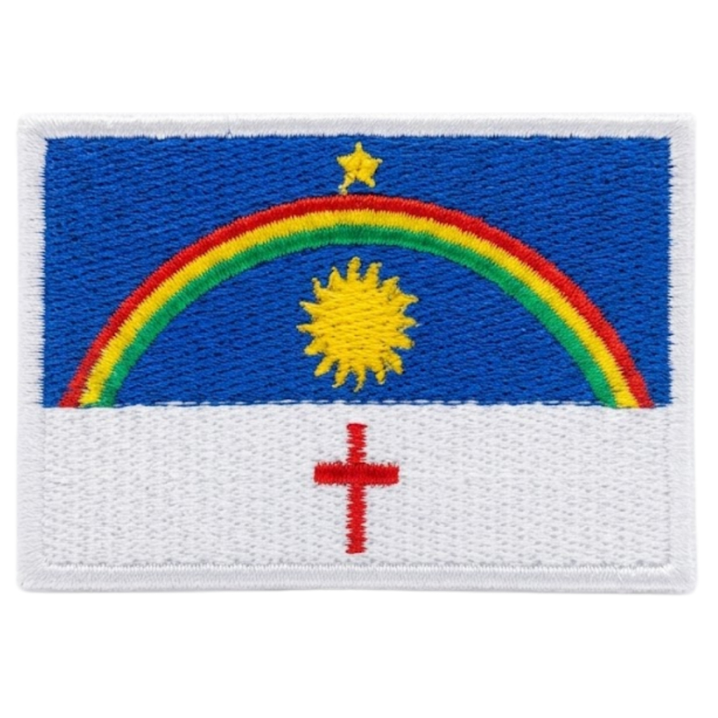 Patch Bordado Bandeira de Pernambuco com Velcro Colorido Estado Brasileiro