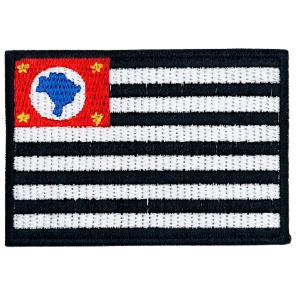 Patch Bordado Bandeira de São Paulo com Velcro Colorido Estado Brasileiro